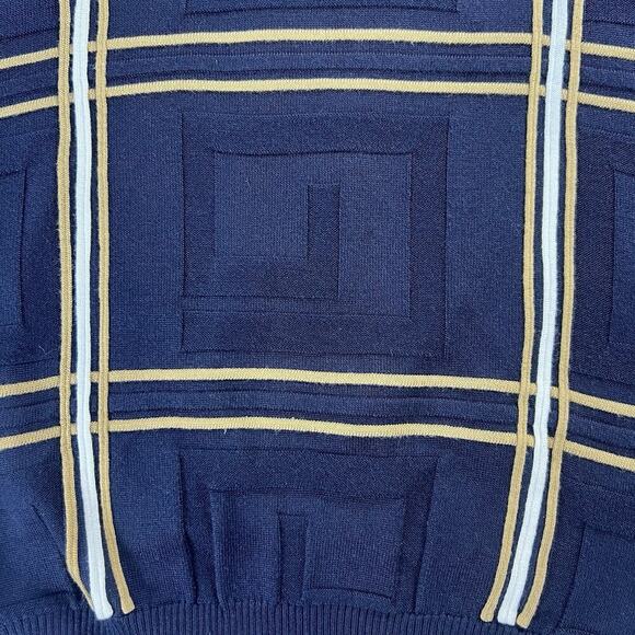 Stacy Adams Men's Vintage 1/4 zip Pullover Sweater Blue With Stripes Warm Sz.5X - Picture 5 of 11